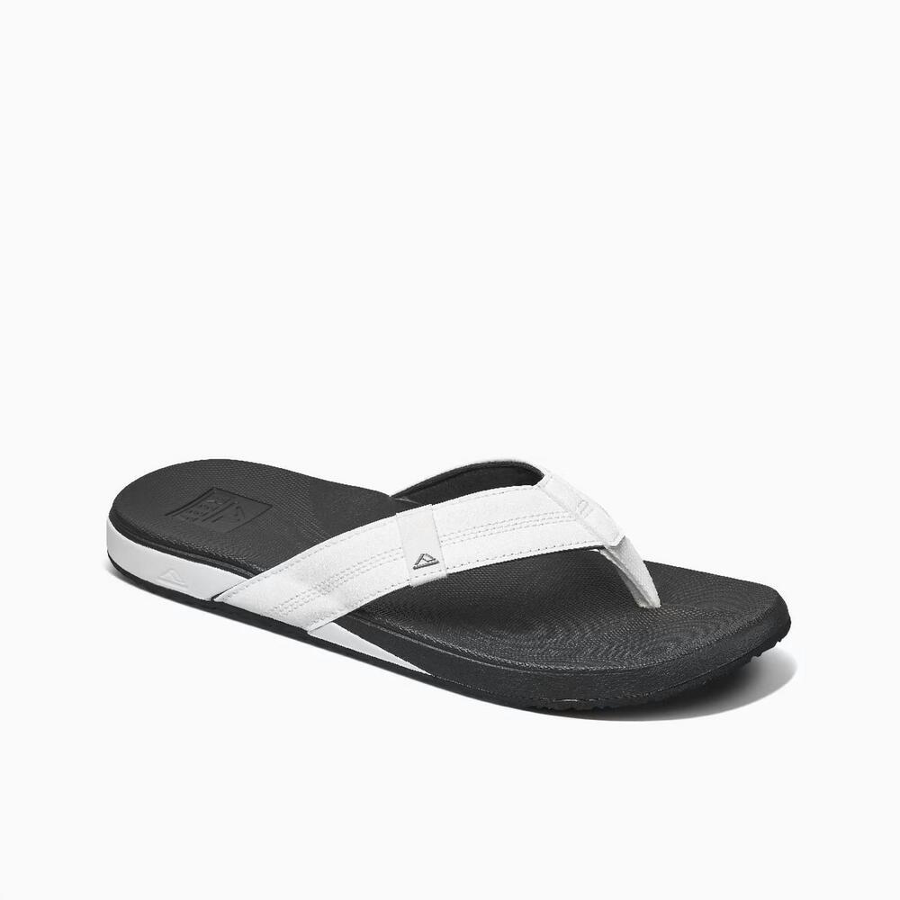 NEW REEF men's cushion bounce sandal in white/charcoal